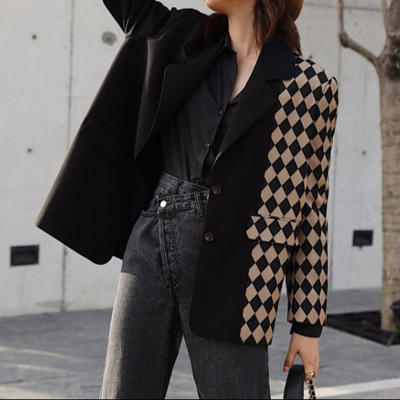 Paneled Pattern Design Suit Jacket