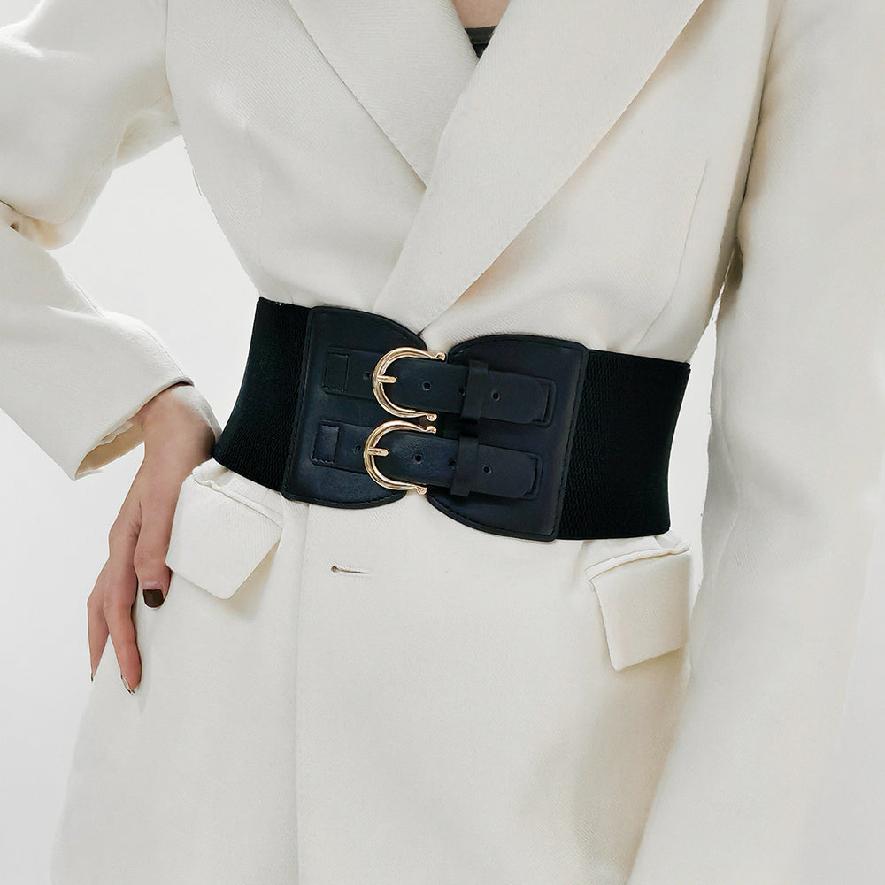 Retro Needle Buckle Waist Elastic Wide Belt