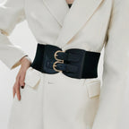 Retro Needle Buckle Waist Elastic Wide Belt