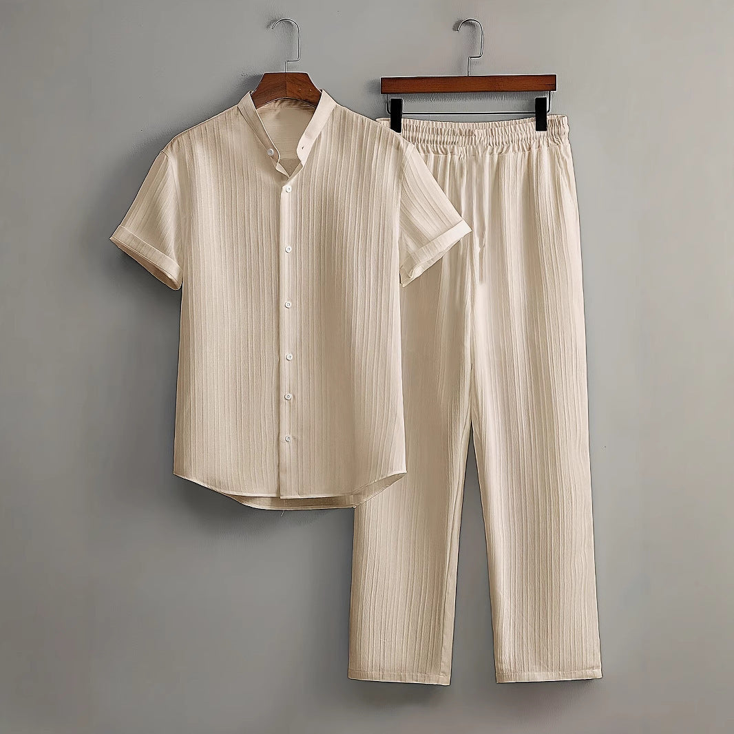 Casual Multi-color Short Sleeve + Pant Set