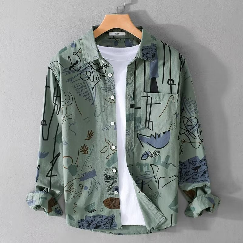 Loose Printed Long Sleeve Shirt