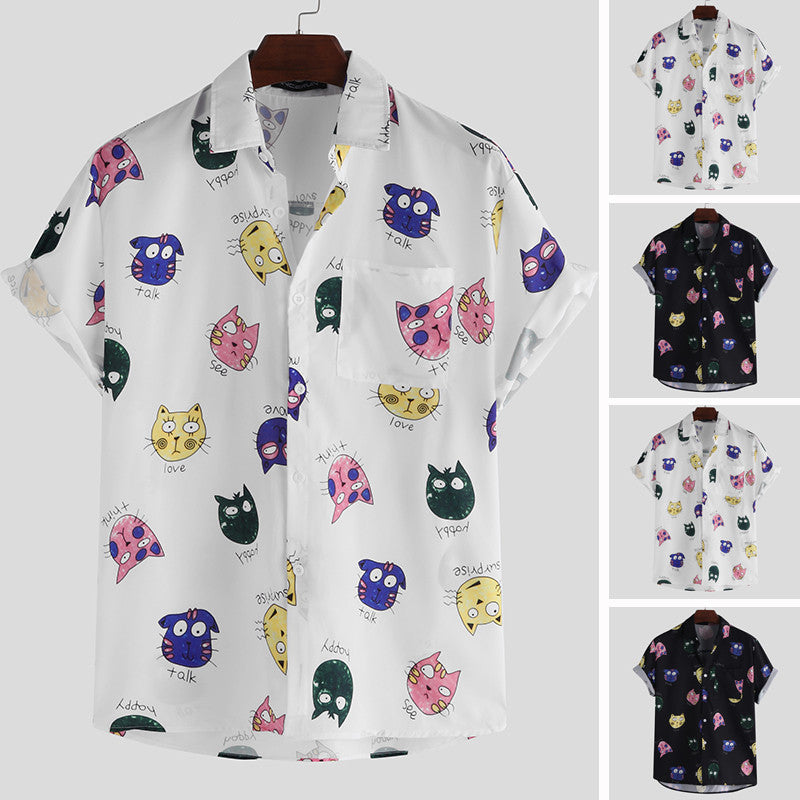 Cat Mood Print Shirt