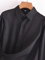 Black Asymmetrical Long Shirt / Shirtdress
