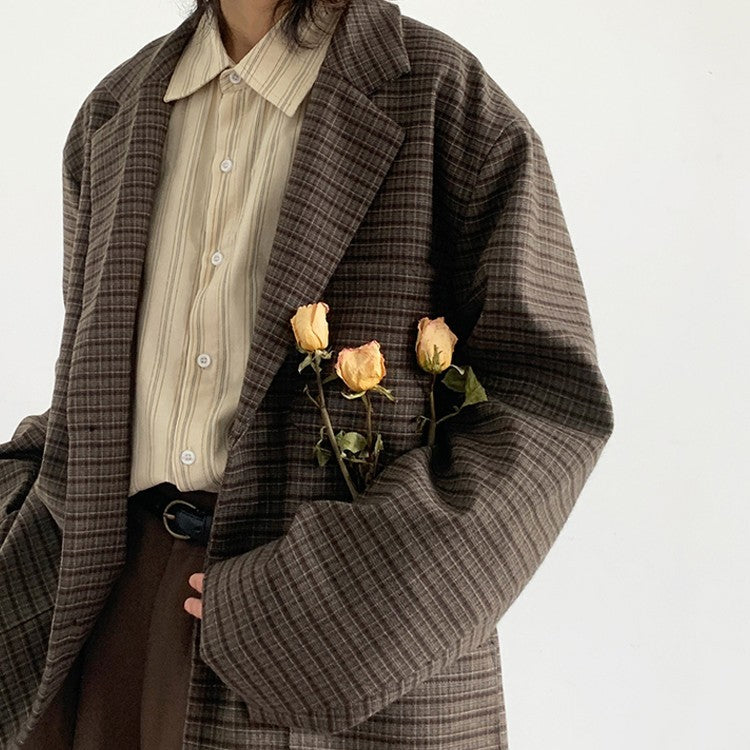 Retro Japanese Style Patterned Blazer