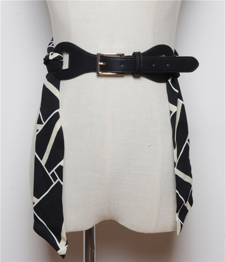 Removable Silk Scarf Stitching Belt Decoration
