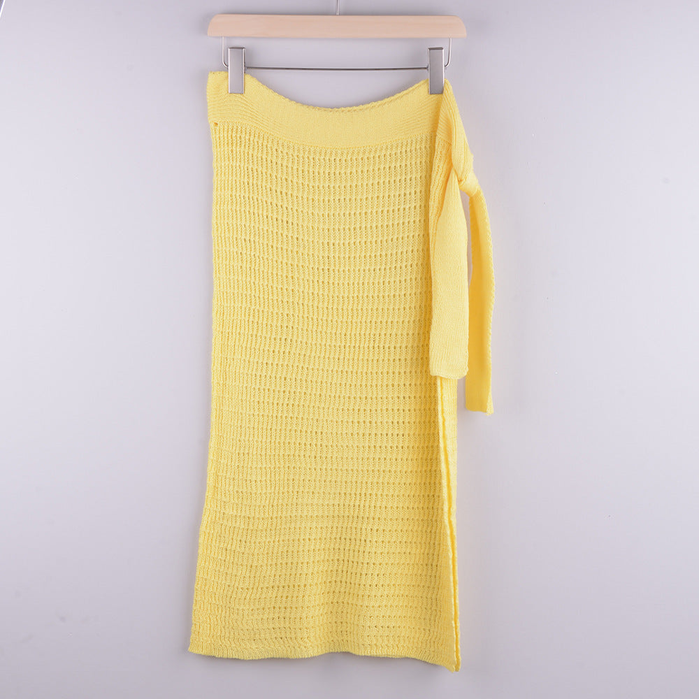 Loose Knitted Tie-On Skirt / Skirt Cover
