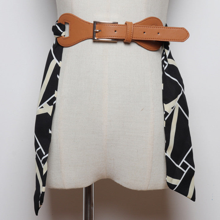 Removable Silk Scarf Stitching Belt Decoration
