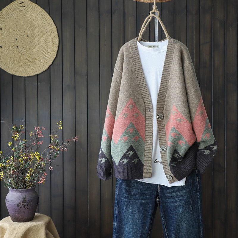 Retro Cardigan Jacket Knitted Loose Korean Style