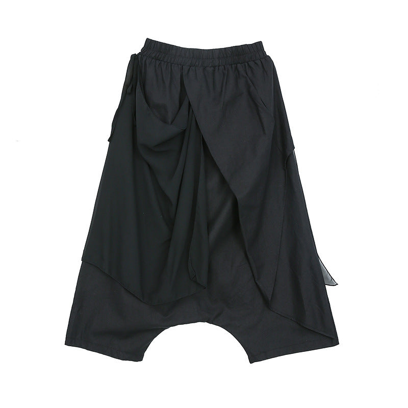 Asymmetrical Design Layered Low Bottom Harem Pants
