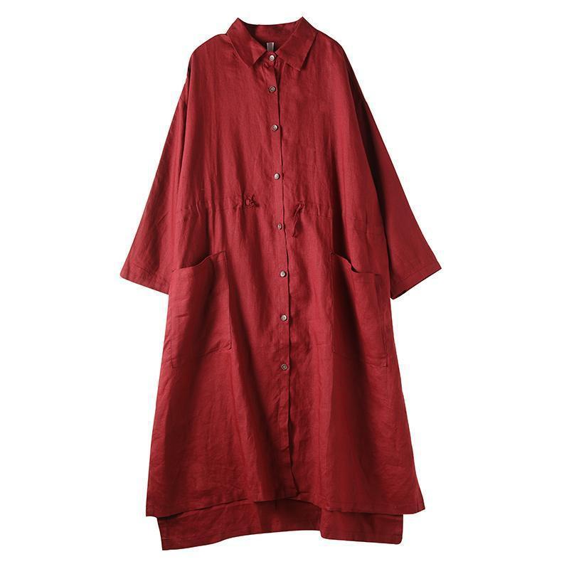Lapel Linen Wide Taper Dress