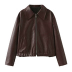 Solid Clean-cut Pleather Jacket