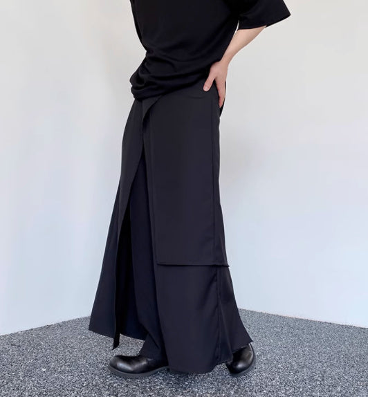 Multi Layered Irregular Large Skirt Pants