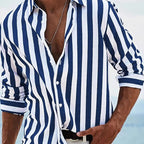 Striped Casual Long-sleeved Print Shirt