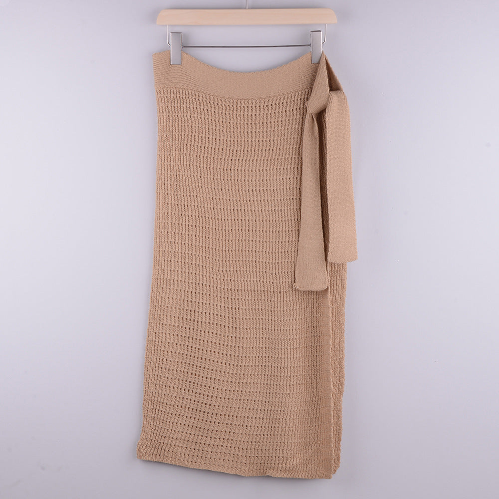 Loose Knitted Tie-On Skirt / Skirt Cover