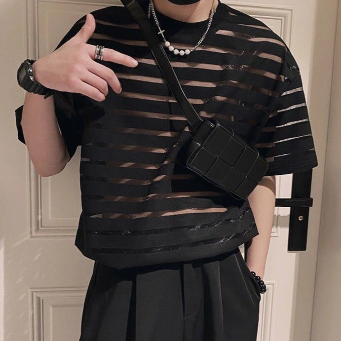 Short Sleeve Thin Mesh-Lined T-shirt