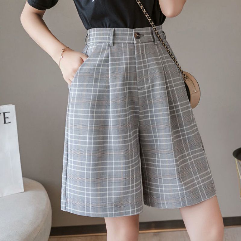 High Waist Wide Legs Extended Size Suit Shorts