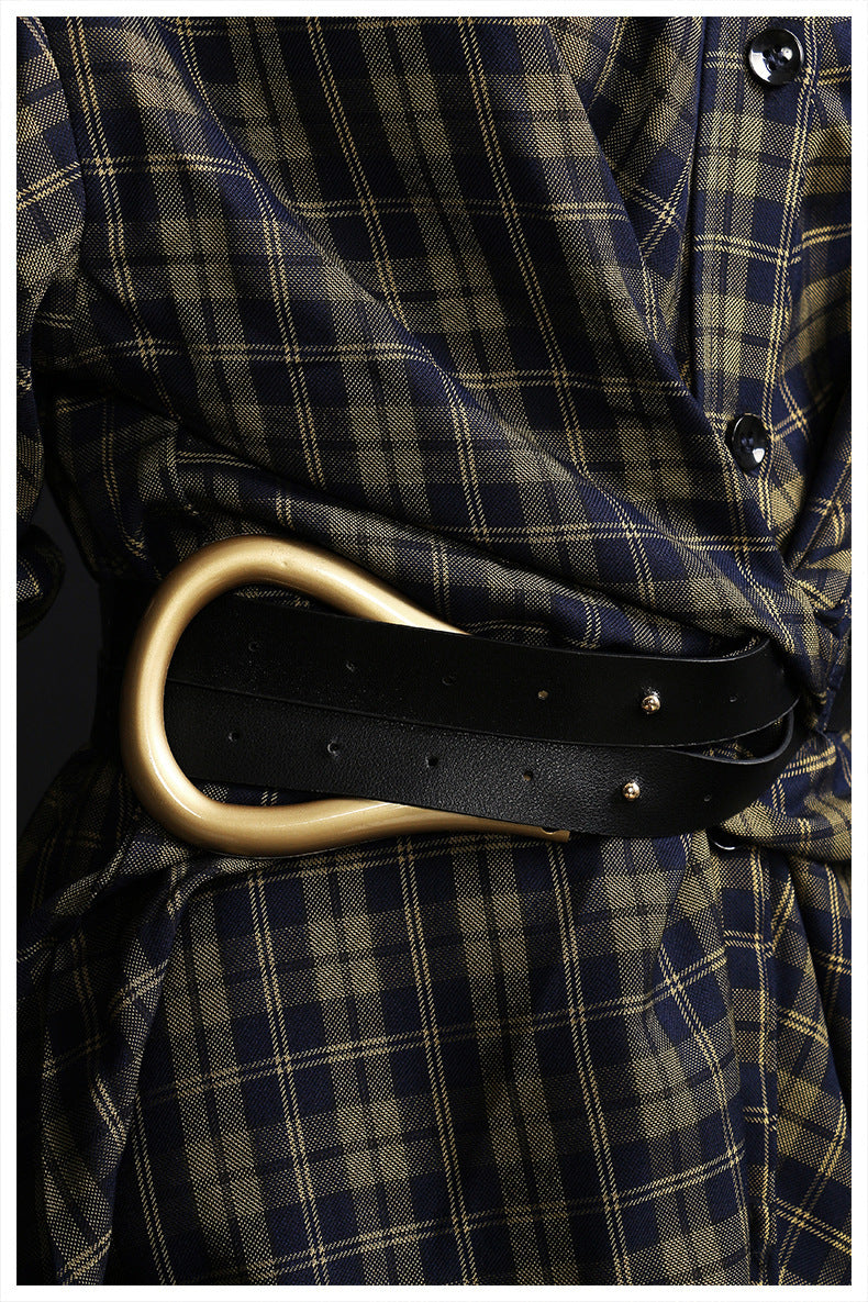 Loose Korean-Style Retro Mid-length Shirt With Belt