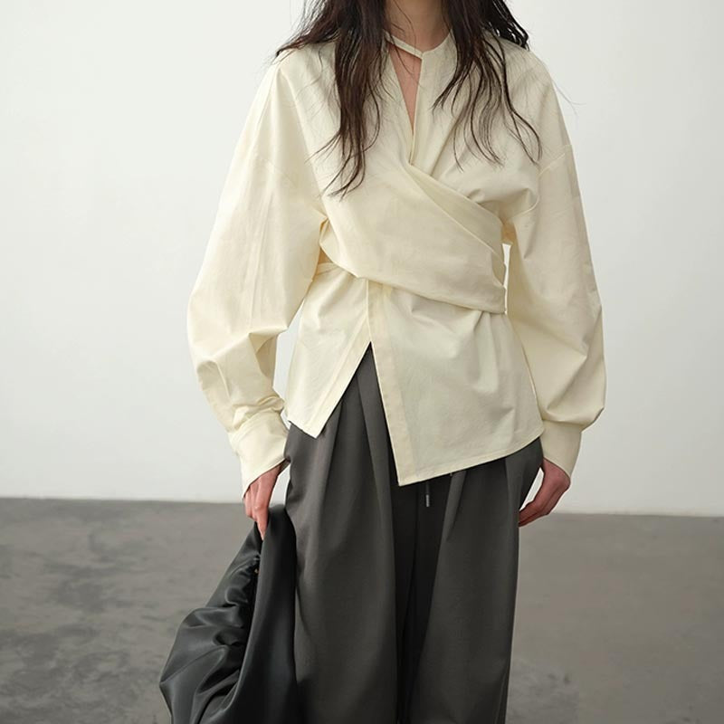 Deconstructive Waist Slimming Asymmetric Shirt