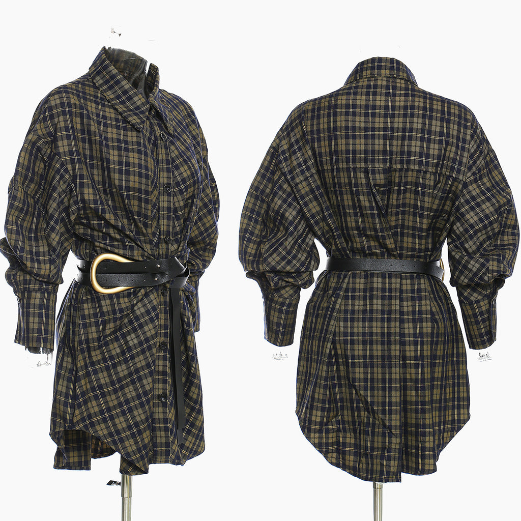 Loose Korean-Style Retro Mid-length Shirt With Belt