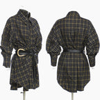 Loose Korean-Style Retro Mid-length Shirt With Belt