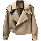 Leather Loose-fitting Cropped Jacket