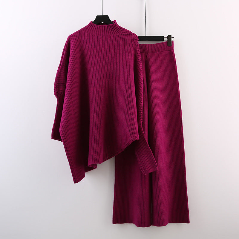 Turtleneck Sweater - Wide Leg Pants Suit