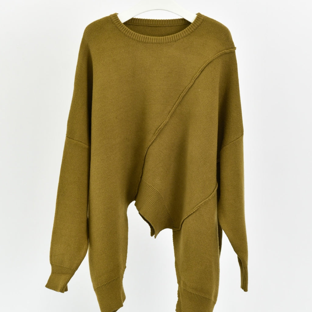 Asymmetrical Stitching Japanese Style Batwing Sweater