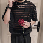 Short Sleeve Thin Mesh-Lined T-shirt