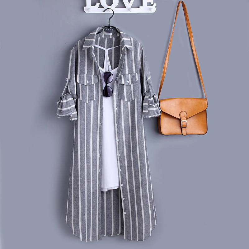 Long Striped Button Shirt/ShirtDress