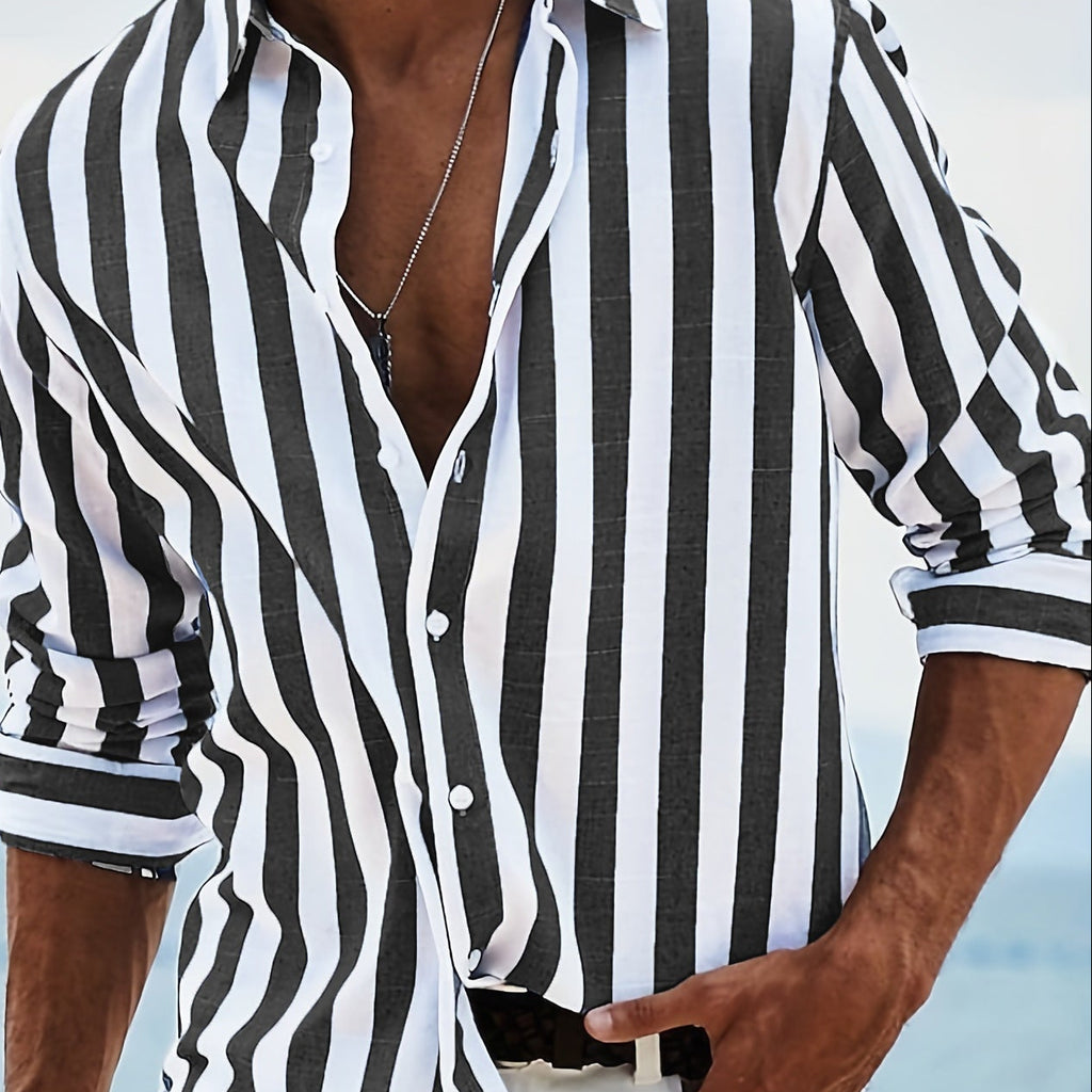 Striped Casual Long-sleeved Print Shirt