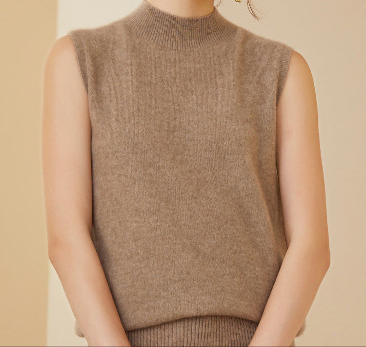 Cashmere Mock Turtleneck Sweater Vest