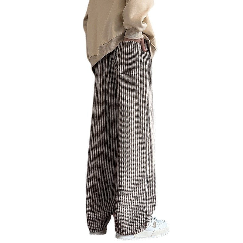 Wide Leg Knitted Trousers - Tie Waist