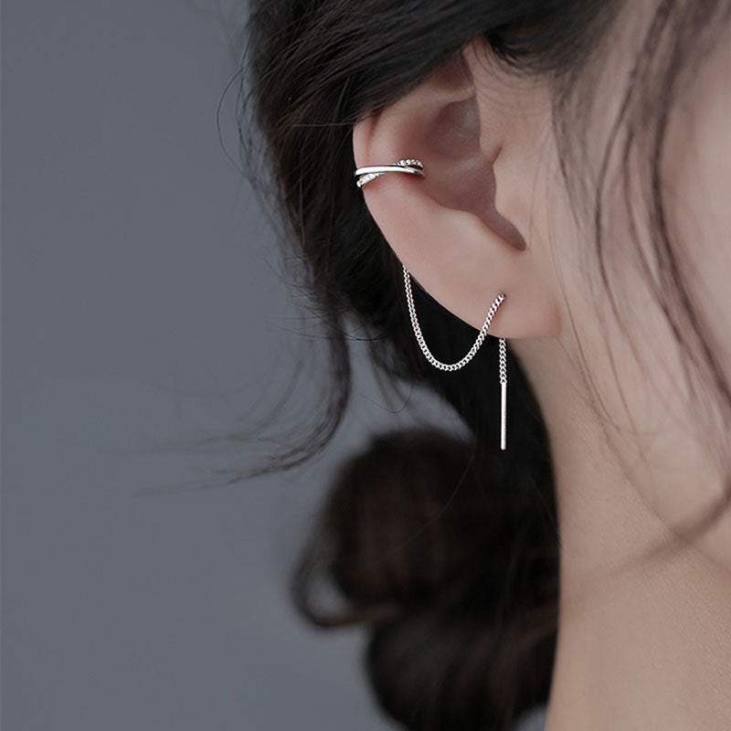 Threaded Tassel Earring w/ Jeweled Clip