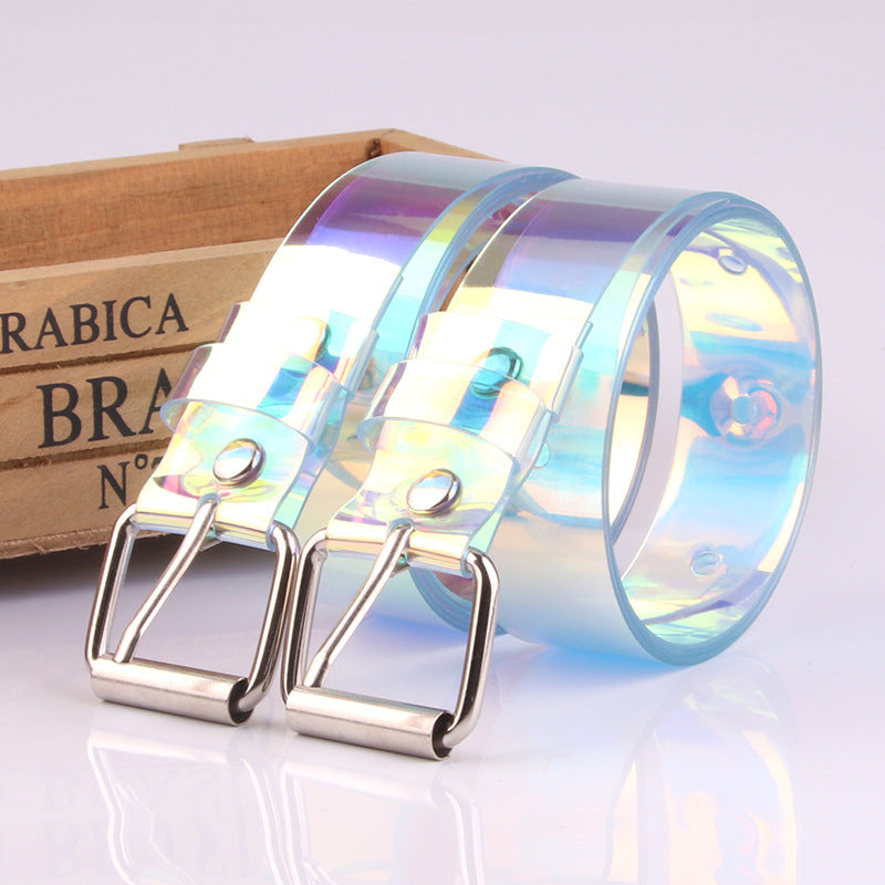 Holographic Rainbow Transparent Plastic Belt