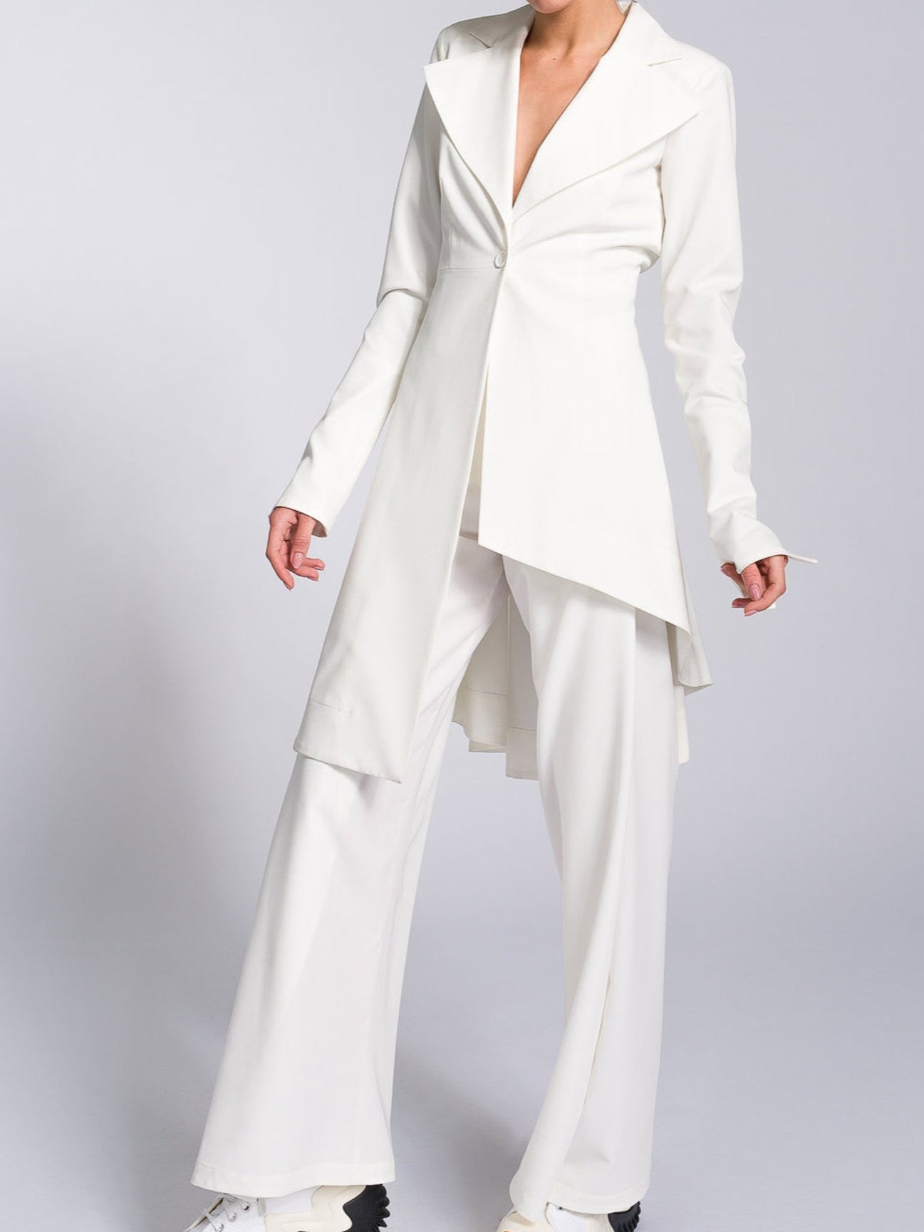 Irregular Hem Jacket & Pants Suit