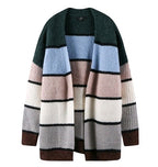 Color Stacked Open Long Cardigan