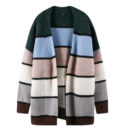 Color Stacked Open Long Cardigan