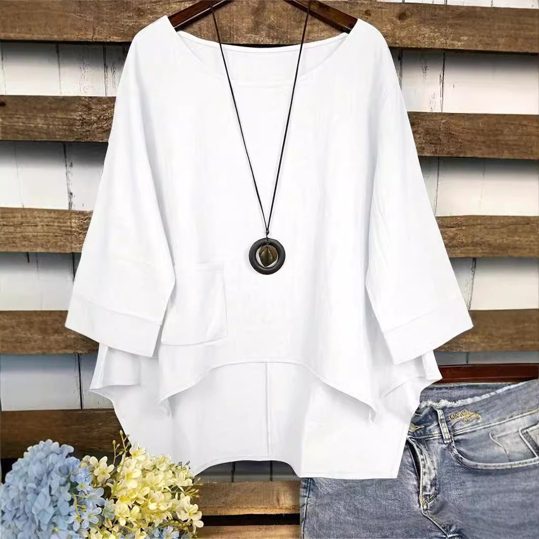 Oversized Round Neck Japanese Style Blouse
