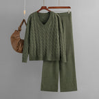 Fashionable Wide Leg Pants Sweater Suit