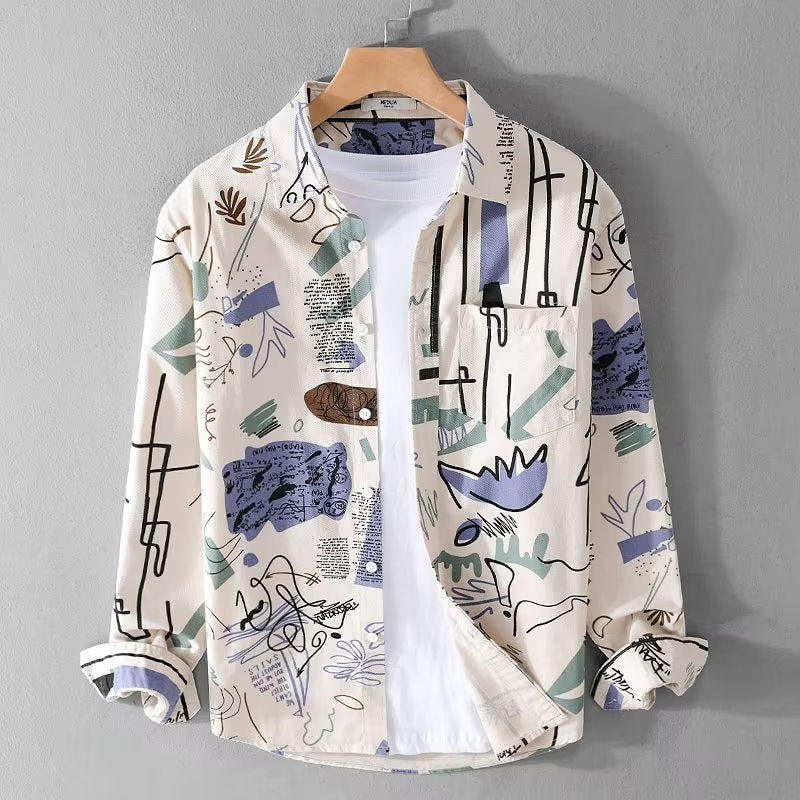 Loose Printed Long Sleeve Shirt