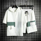 Hooded T-shirt Stretch Street Shorts Suit
