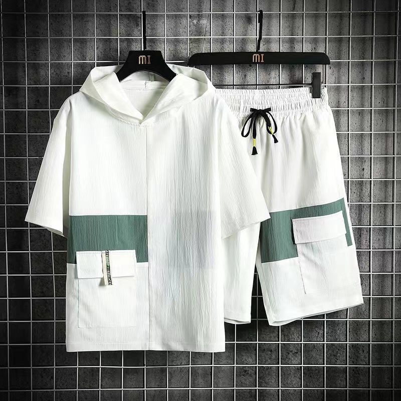 Hooded T-shirt Stretch Street Shorts Suit