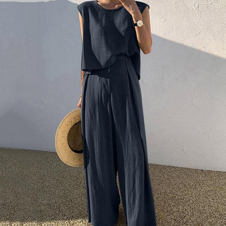 Casual Loose Two-piece Linen Suit