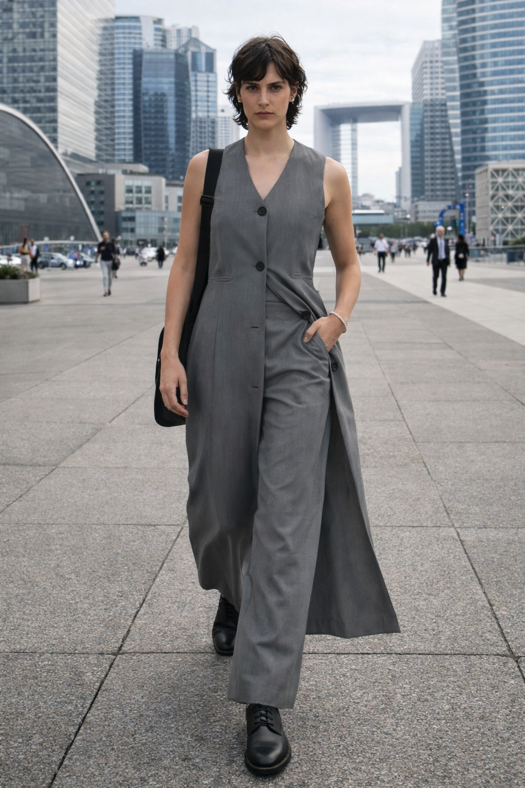 Casual Sleeveless Long Vest Twinset