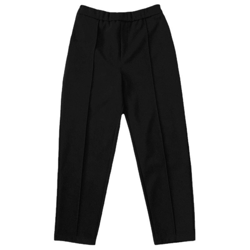 Straight Tapered Elastic Waist Capri Slacks