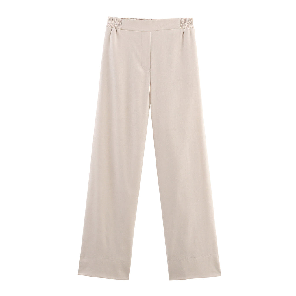 Linen Double Breasted Jacket - Wide Leg Pants Suit