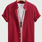 Breathable Casual Band Collar Imprinted Shirt