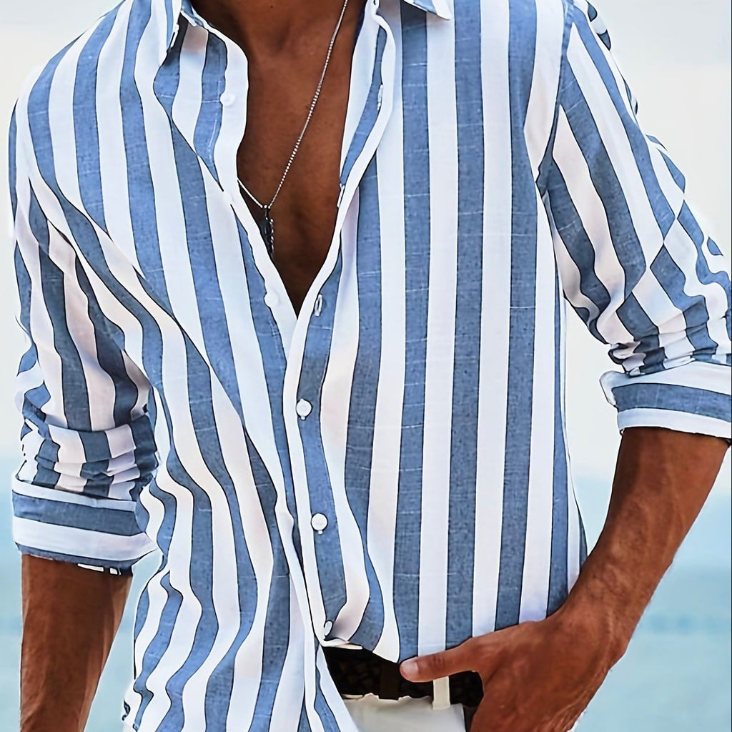 Striped Casual Long-sleeved Print Shirt