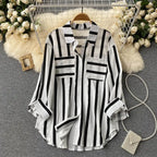 Translucent Mid-length Vertical Stripes Shirt