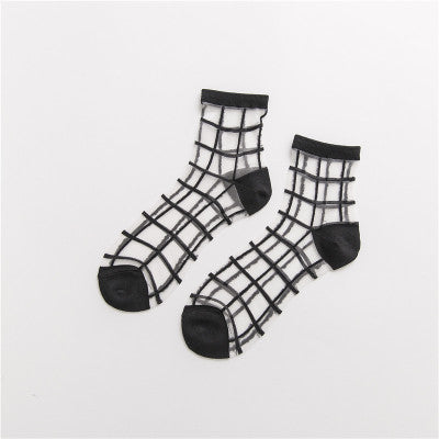 Ultra-thin Transparent & Plaid Japanese Style Socks